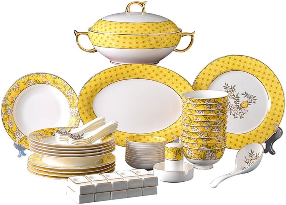 Kitchen utensils rustic 56-head medium tableware ceramic bowl chopsticks dish and plate set