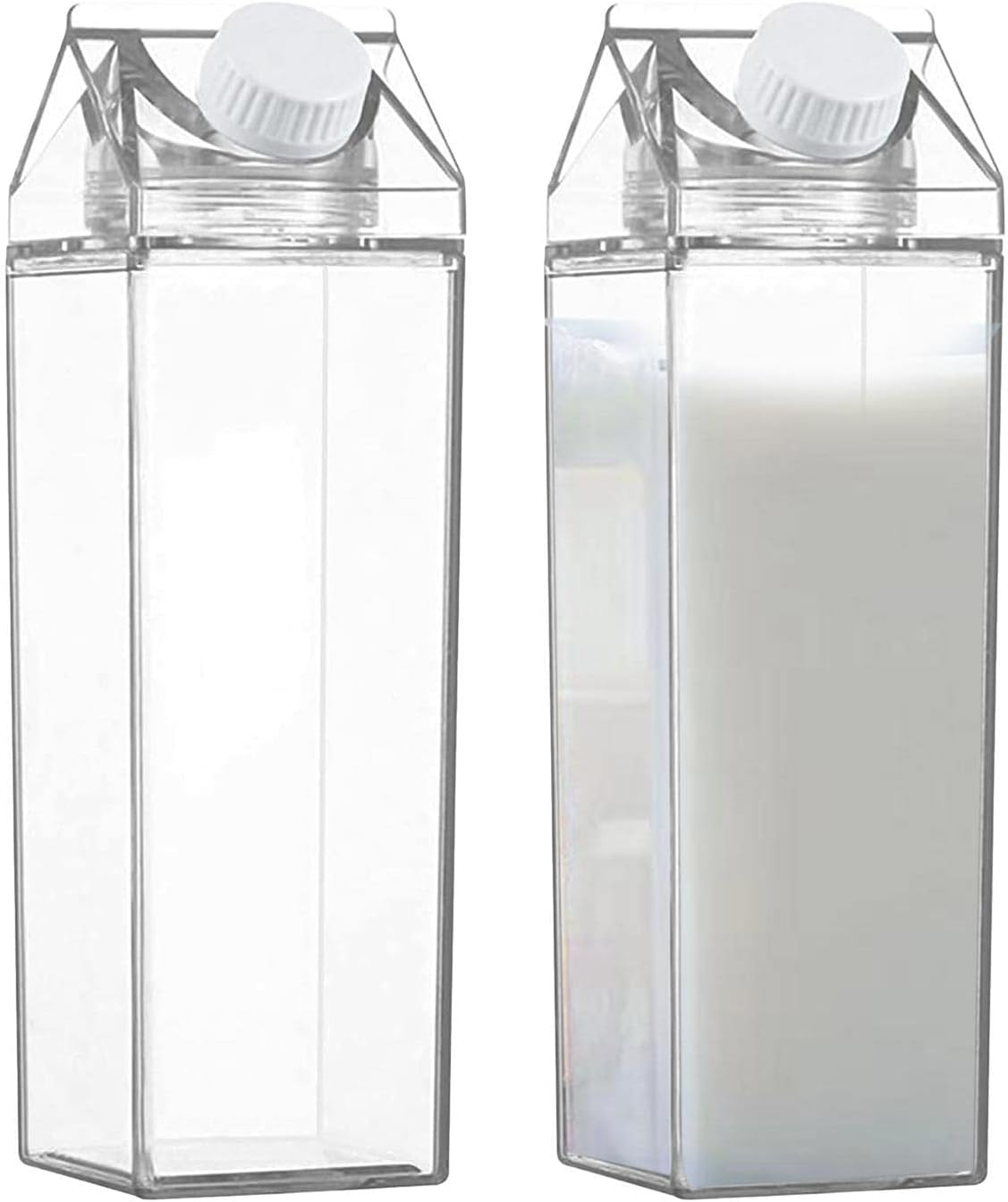 LeonBach 2 Pack 500ml Plastic Milk Carton Water Bottle