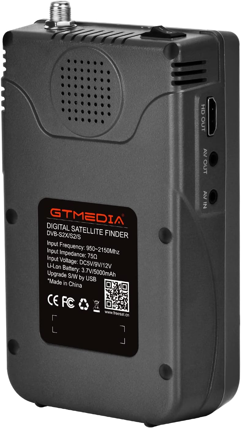 GT Media V8 FINDER2 Digital Satellite Finder and Signal Meter DVB-S/S2 H.264 HD 1080P with 7.4 V/4000 mAh 3.5-inch LCD Display, Ideal for Satellite Antenna Alignment