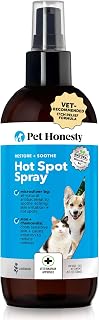 Pet Honesty Hot Spot Spray for Dogs & Cats with Aloe Vera, 4oz | Award winning dog skin spray with aloe vera & MicroSilver BG for sensitive skin, soothes itching fast, natural deodorizer