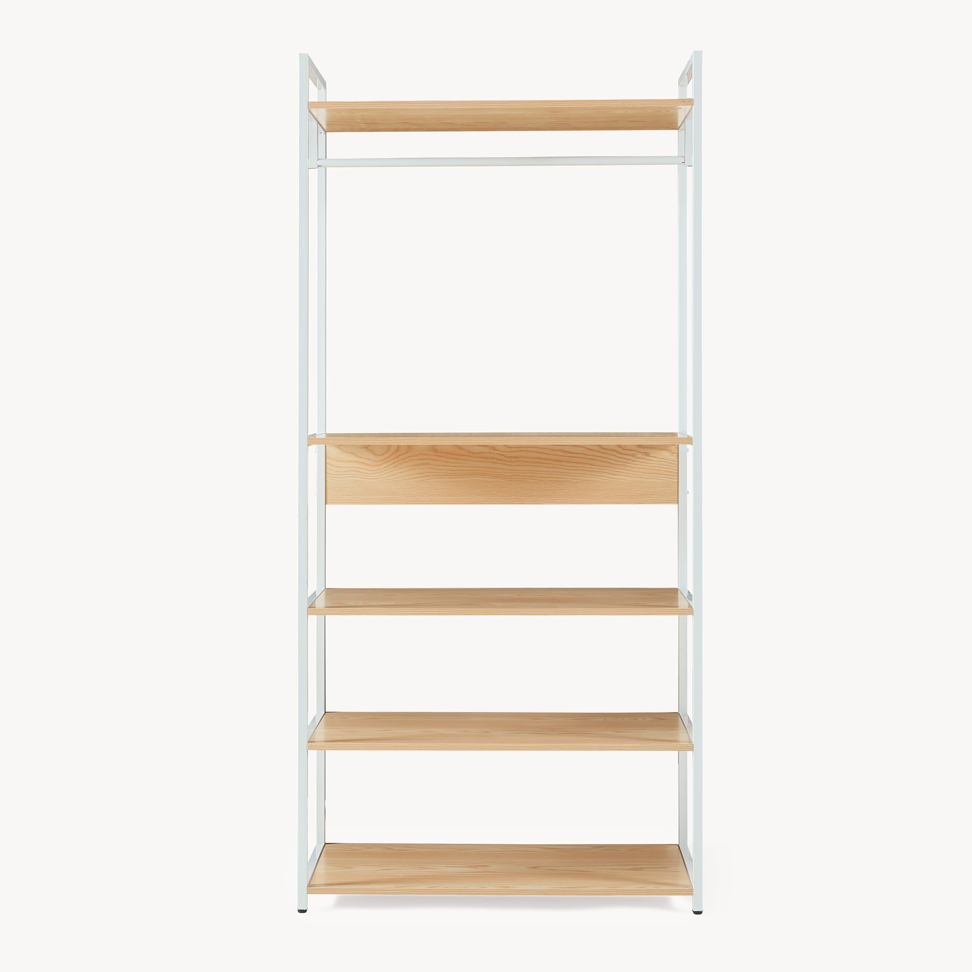 [en.casa] Organizzatore Guardaroba Stand Porta Abiti con Barra Appendiabiti e Ripiani Mobile Porta Vestiti per Cabina Armadio 180x80x40 cm Bianco/Effetto Rovere