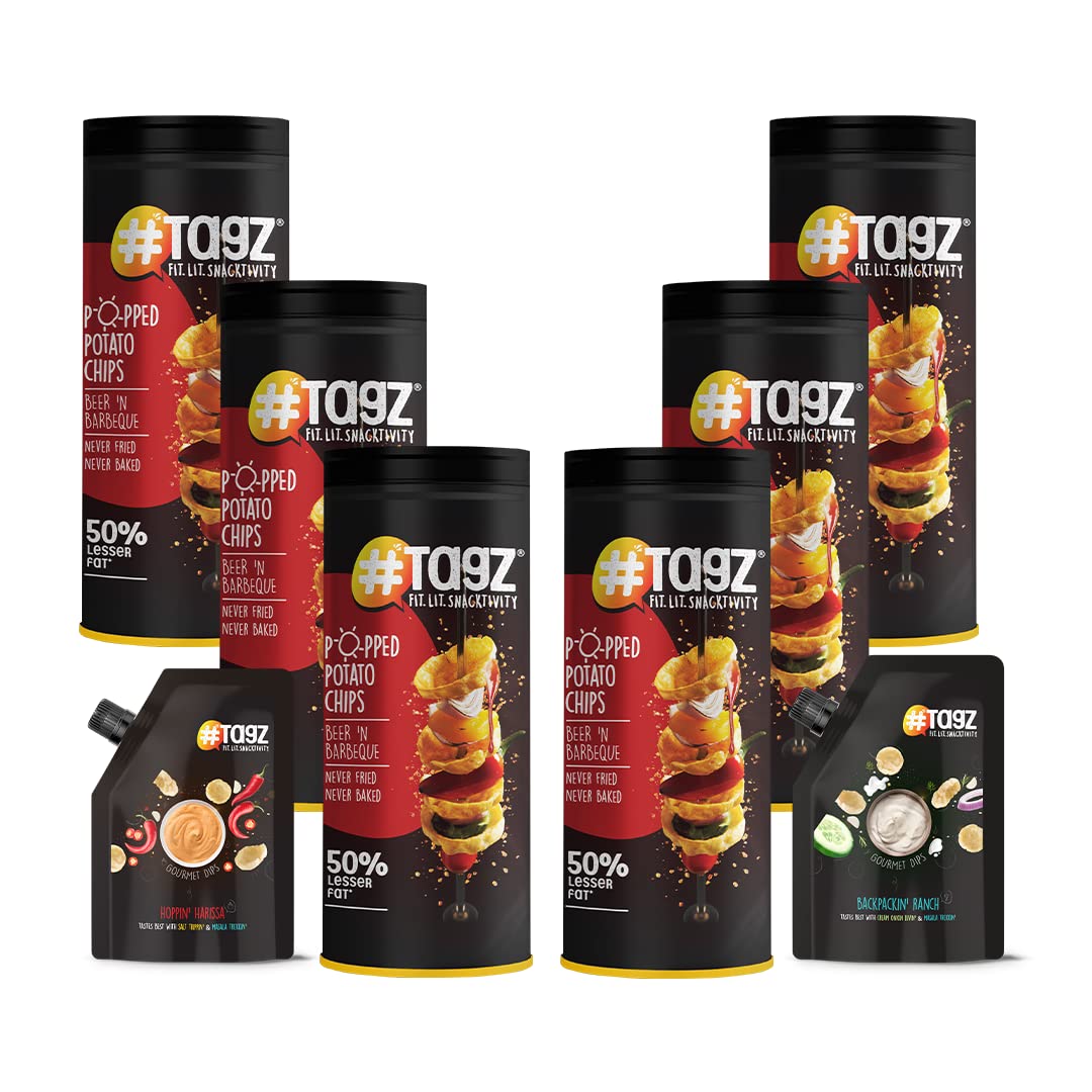 TagZBeer n Barbeque (Pack of 6 with 2 Dips) | 6 CanZ (Beer n Barbeque) & 2 Dips (Backpackin Ranch and Hoppin Harissa)