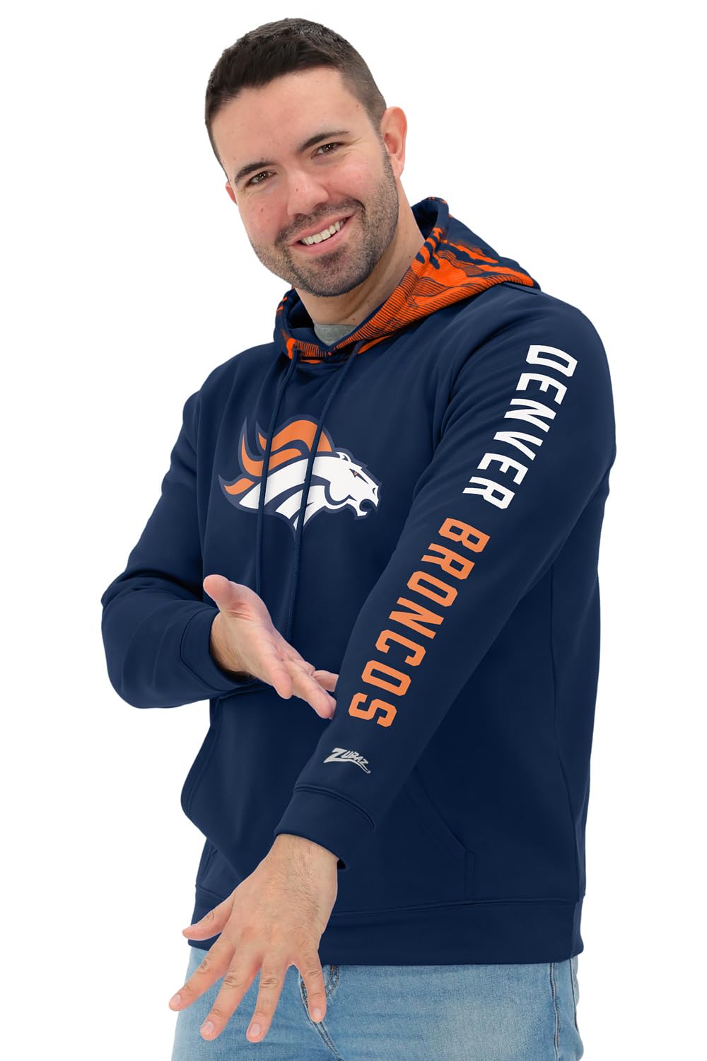Zubaz NFL Football Men's Solid Team Hoodie with Camo Lined Hood and Sleeve Graphic — view 92