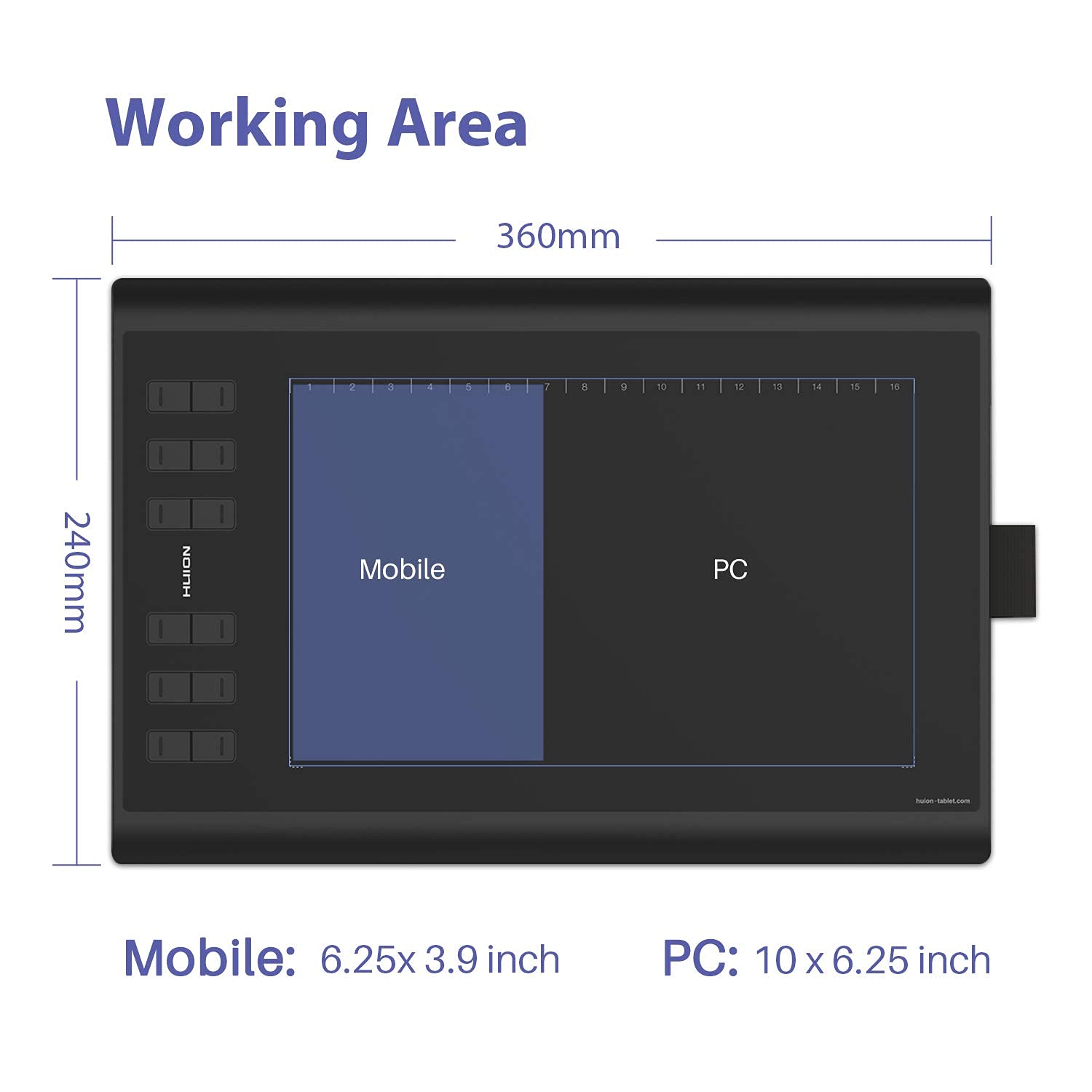 Huion Inspiroy H1060P Graphics Drawing Tablet, Upgrade Version of Huion
