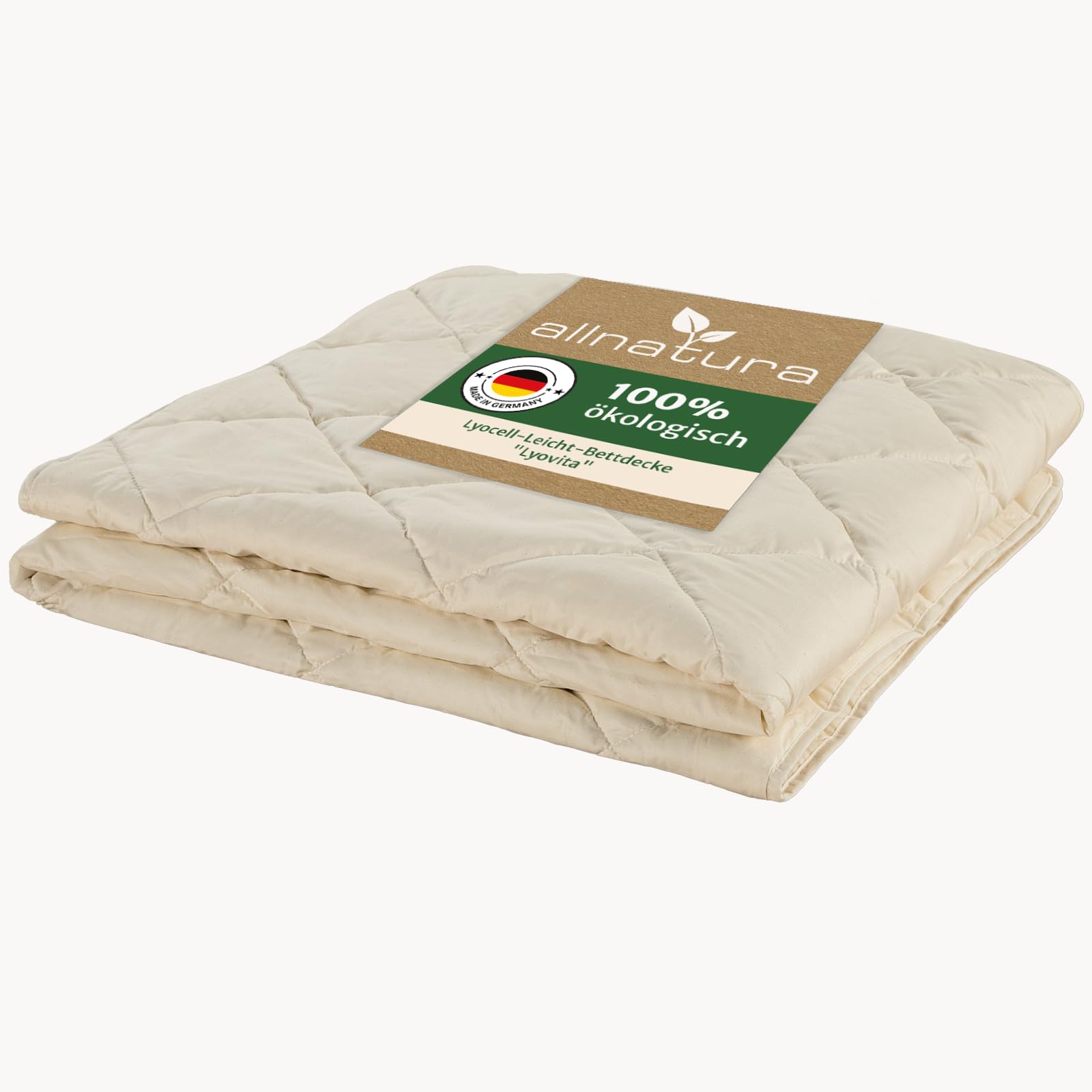 allnatura Lyovita Lyocell ultraleichte Sommerdecke 135x200 cm – atmungsaktive Bettdecke für warme Nächte – Feuchtigkeitsregulierende Steppdecke 100% Lyocell/Tencel – Allergikerfreundlich & waschbar