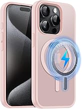 MOBESV Magnetic Case for iPhone 15 Pro 6.1 Inch, Mobile Phone Case Compatible with MagSafe, Translucent Matte Thin Shockproof Protective Case, Pink