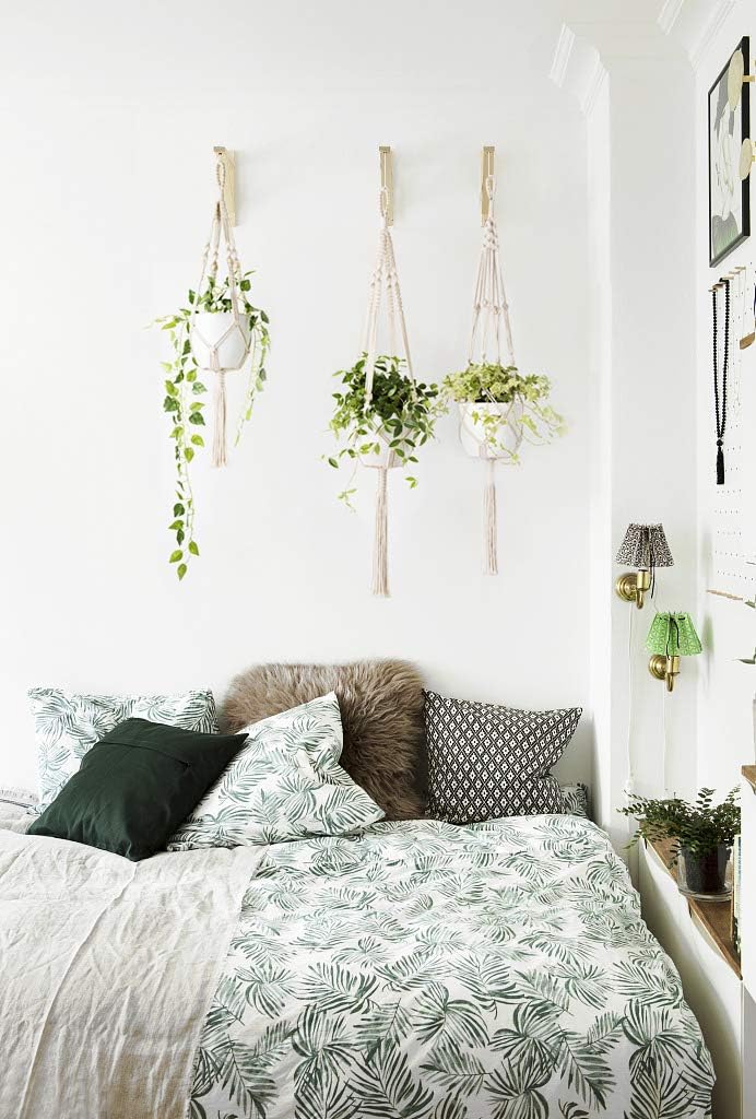 Mkono 3 Pack Macrame Plant Hangers 3 Different Sizes Indoor Outdoor Hanging Planter Basket Flower Pot Holder Boho Home Decor