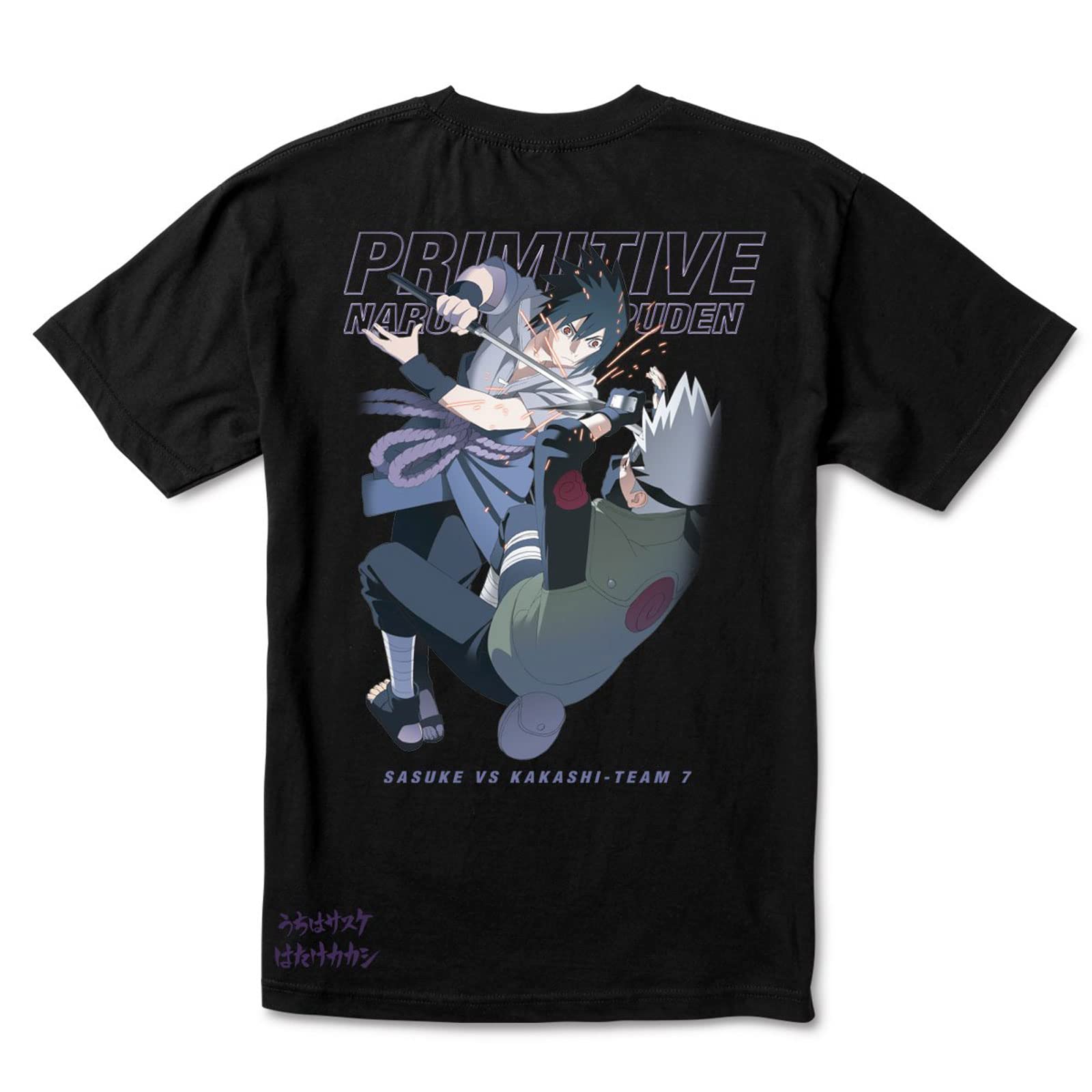 Primitive Skateboardingx Naruto Shippuden Sasuke Vs. Kakashi Men's Short Sleeve T Shirt Black L