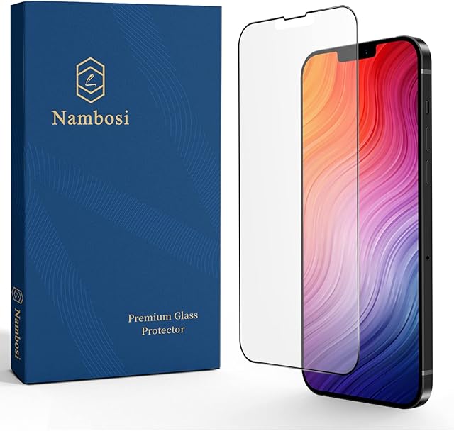 Nambosi Matte Screen Protector for iPhone 13/13 Pro/14 Anti Fingerprint&Glare&Static Full Coverage Tempered Glass Film Black