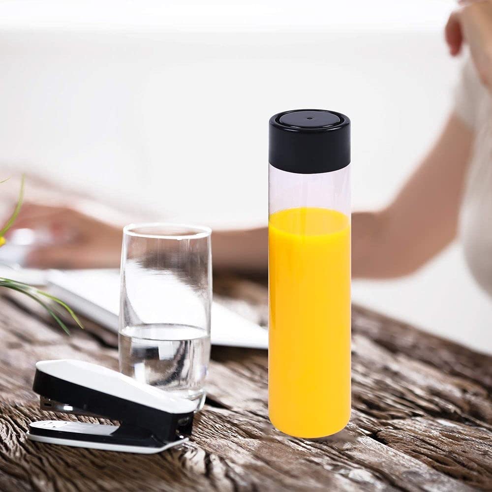 Bottiglie riutilizzabili per frullati, confezione da 12 bottiglie in plastica PET trasparente con coperchio nero, perfette per succhi di frutta e latte fatti in casa, 500 ml