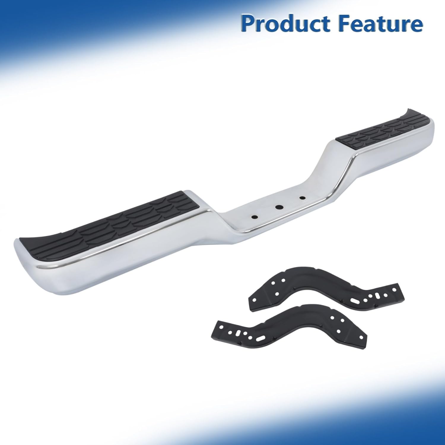 Chrome Steel Rear Step Bumper Replacement for Toyota Pickup DLX 1989-1995 with Deluxe Level Trim 002283591213-PFM
