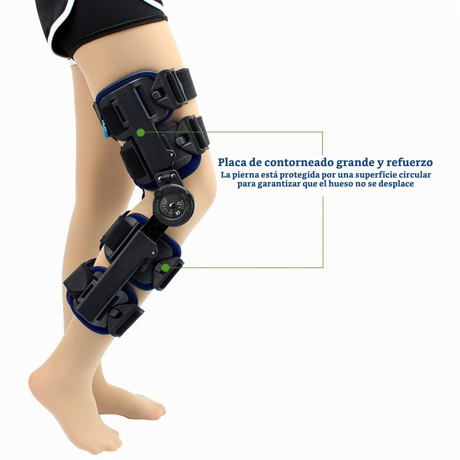 Rodillera con Bisagras Poste OP Inmovilizador de Rodilla Tirantes para Piernas Ortopédico Rótula Rodillera Inmovilizador de Rodilla Ortesis, Ajustable para Pierna Izquierda Derecha
