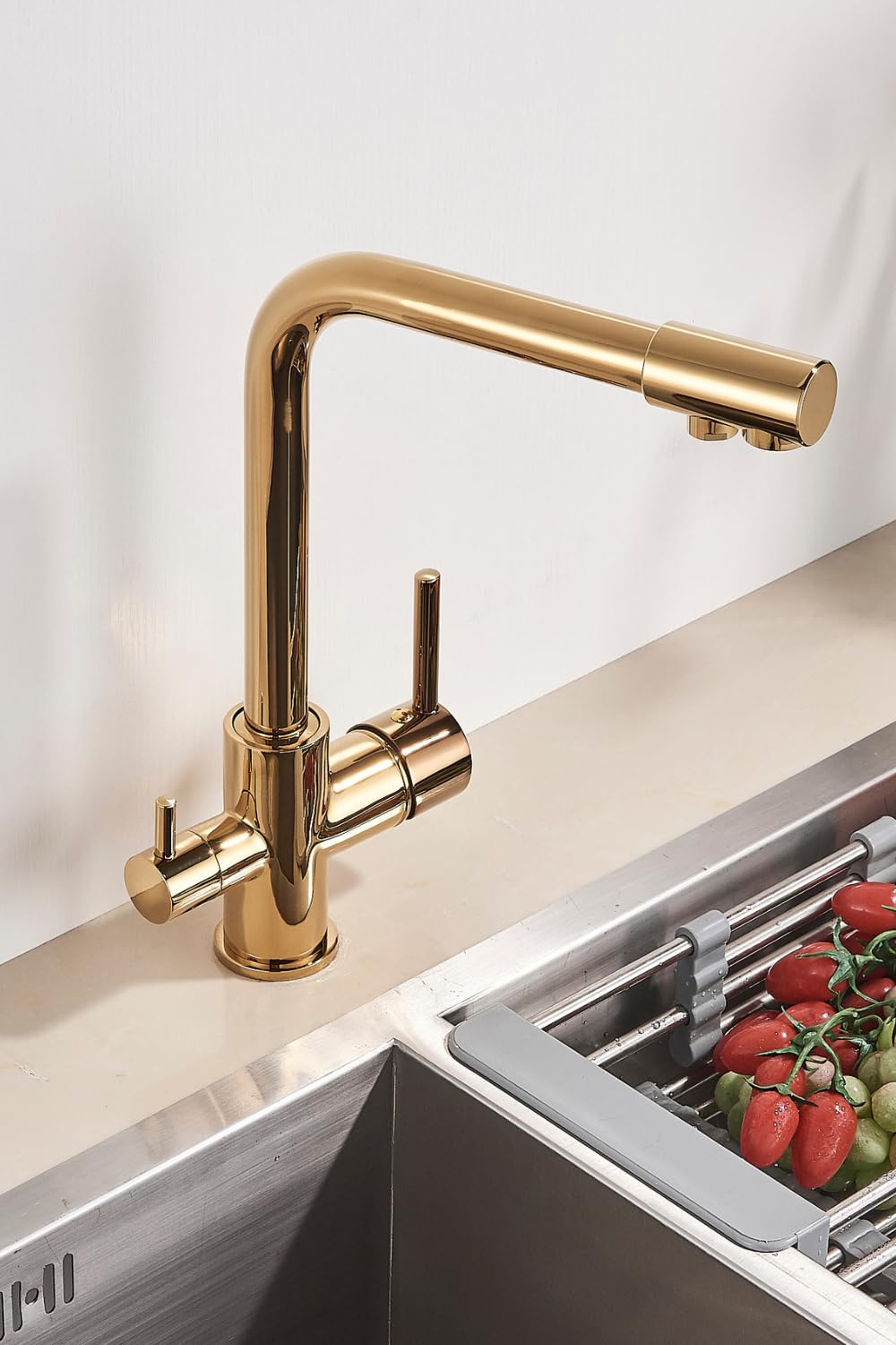VENOM Grifo de cocina de 3 vías con sistema de filtro de agua de ósmosis inversa Aquaphor Morion RO-101S, filtración de 0,0005 µm, depósito de 5 litros, mineralización, boquilla de agua potable