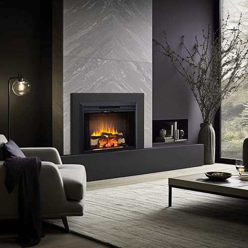 Miniatura 2 de LegendFlame Damon - Chimenea eléctrica de 35 pulgadas con kit de molduras, puerta de vidrio y pantalla de malla, calentador de chimenea 7501500 W,