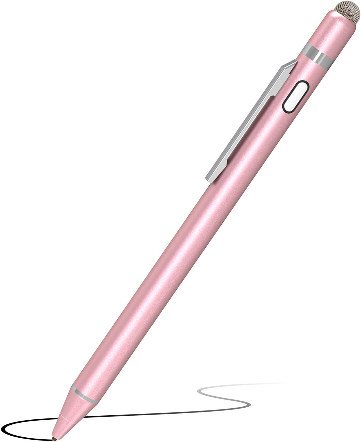 KECOW Stylus Digital Pen for Touch Screens, 1.45mm Fine Elastic Tip Rechargeable Pencil Compatible for iPad iPhone Samsung Phone &Tablets,iOS&Android for Drawing&Writing Capacitive Pen (Rose Gold)