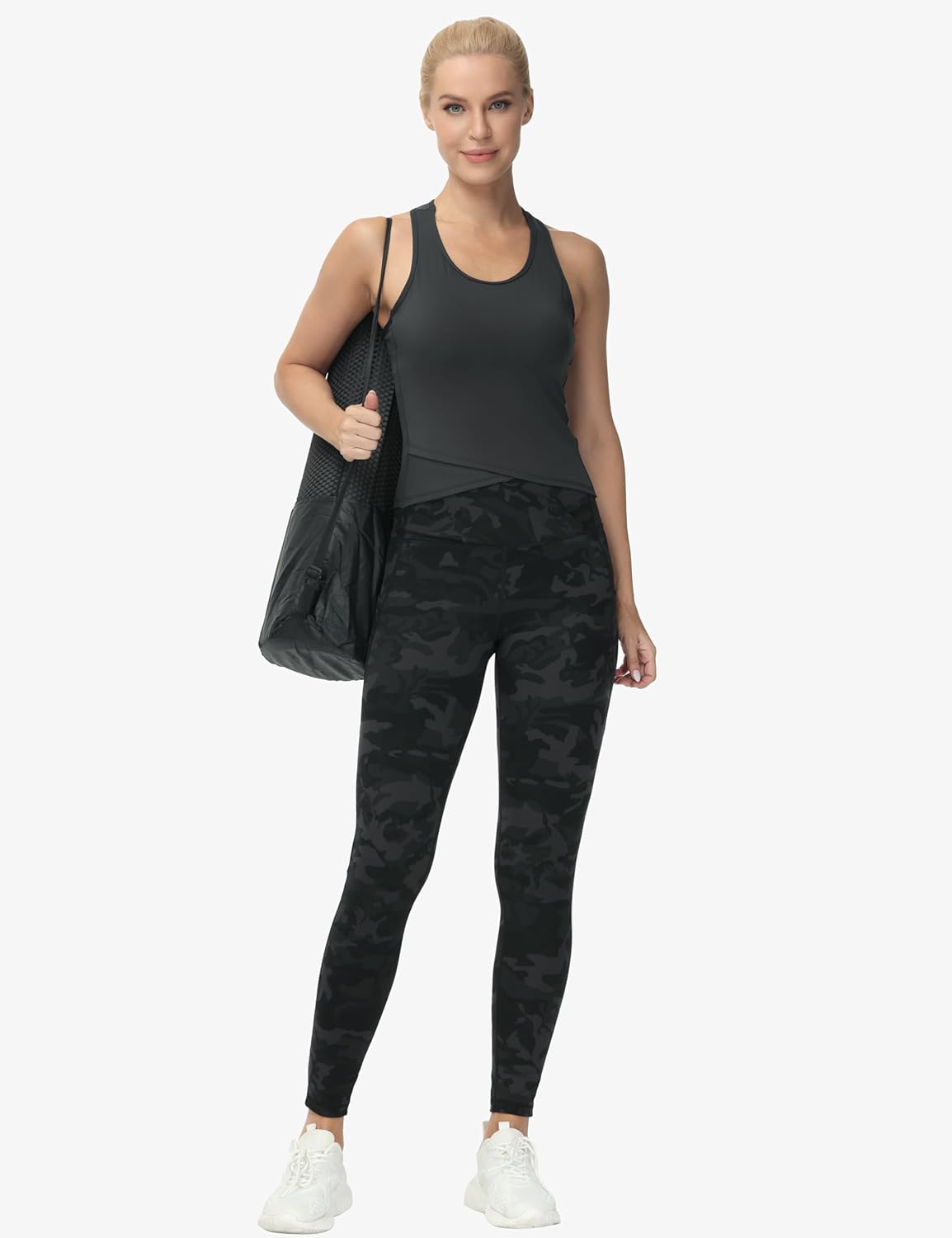 THE GYM PEOPLE Women's Cross Waist Workout Leggings Tummy Control High Waisted Athletic Yoga Pants with Pockets - Image 2