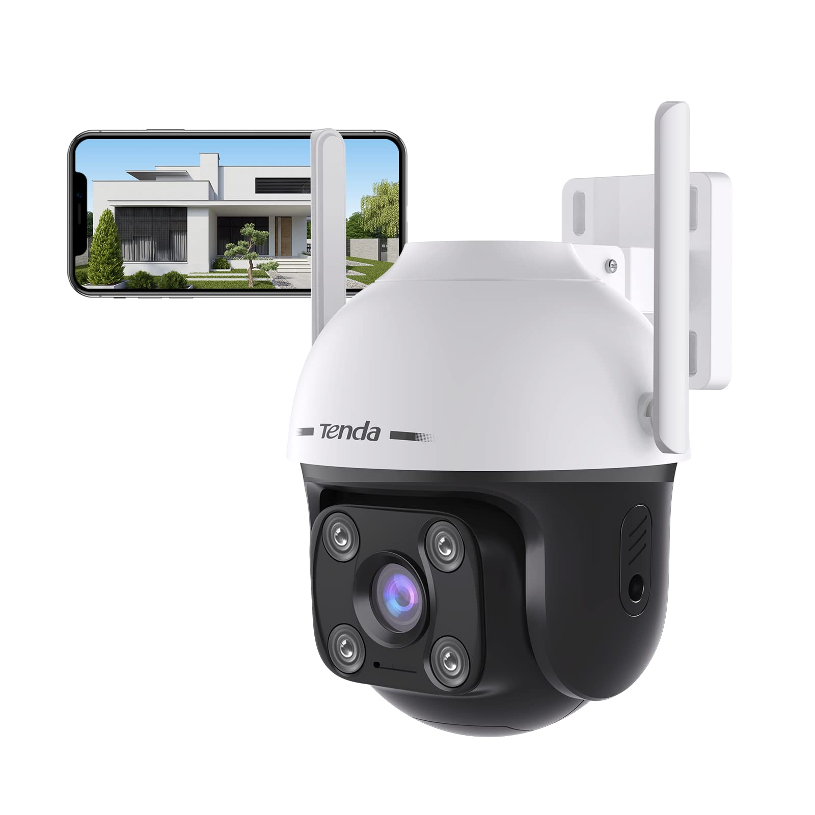 Tenda Telecamera Wi-Fi Esterno, 1080P Videocamera Sorveglianza con Visione Notturna a Colori, IP Cam 360°, Audio Bidirezionale, Rilevamento di Movimento e Persone, Compatibile con Alexa, CH3
