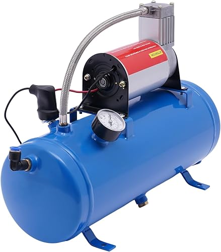 CNCEST Compresor portátil de bocina de aire de 1.6 galones, kit de sistema integrado de compresor de 100 psi, herramientas de aire eléctricas