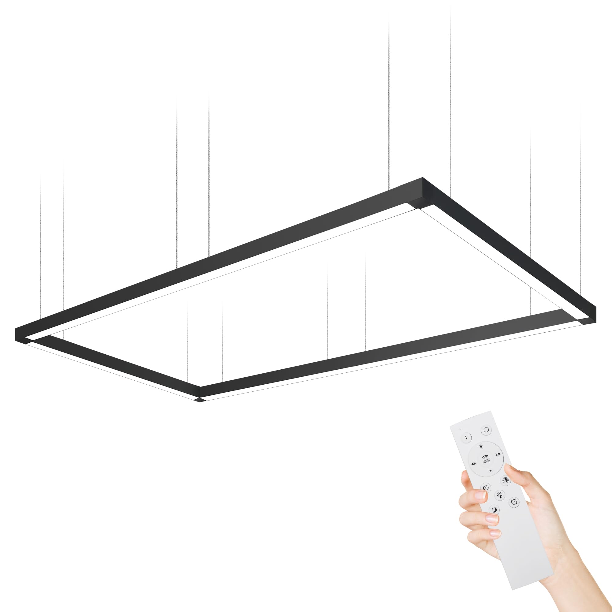 8FT x 4FT LED connectable Linear Lights， Rectangular Set ， 260W Dimming, 3000K to 6000K Color Changing, Commercial Hanging LED Shop Light Fixtures for Office Work Shop Garages