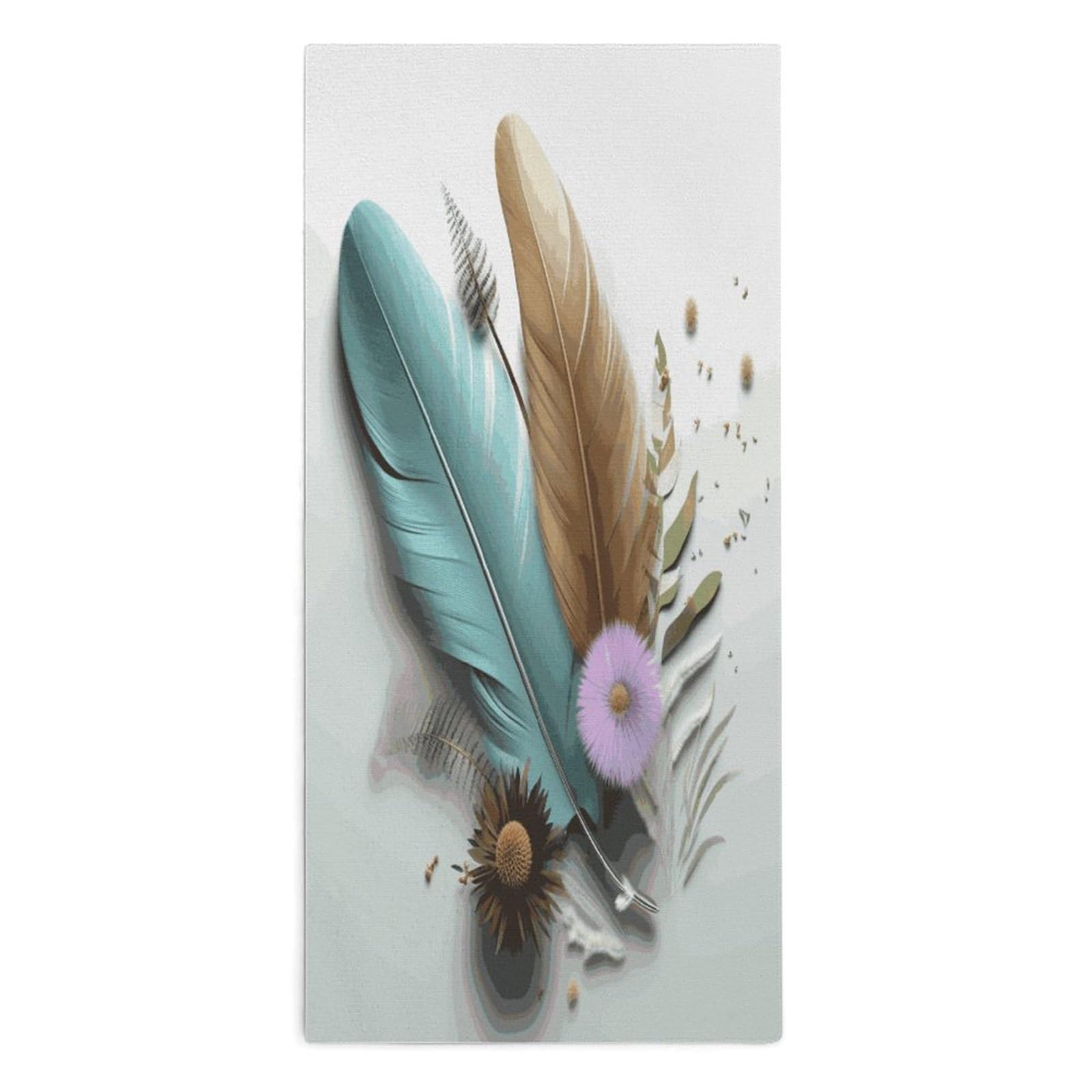 Fodpand Style Feather Flower Microfiber Towels, Decorative Bath Towel Soft & Lightweight, Hand Towels Multipurpose Use For Bathroom, Pool, Gym, Spa, And Hotel Use