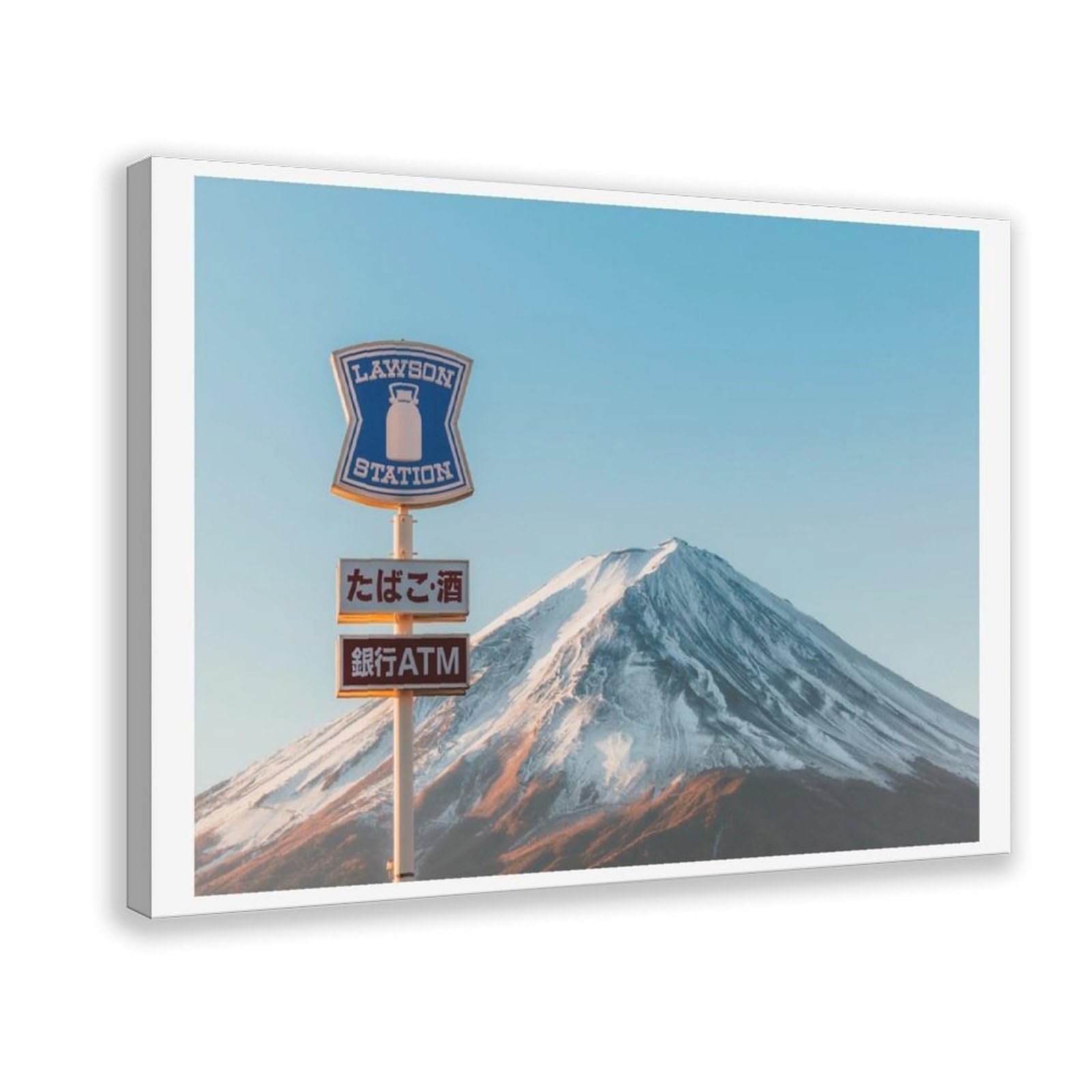 HEYANM Mt Fuji Lawson Sign Art Print Japanese Landscape Canvas Poster Wall Art Paintings for Living Room Bedroom Decoration Frame 20x30inch