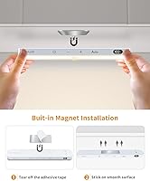 Vista 6 de WILLED Luces de armario de 3000 K con sensor de movimiento, pantalla de batería, barra de luz táctil de 60 LED, luz con sensor de movimiento