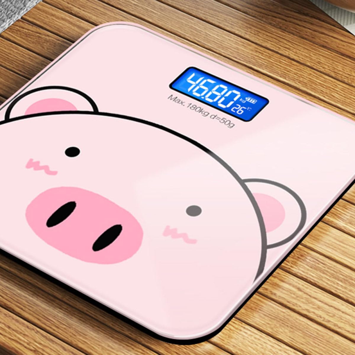 Báscula Digital Electrónica de Peso Corporal Diseño de Dibujos Animados, Vidrio Templado y Carga Usb, Precisión de 2 Decimales para Obsequio a Familiares y Amigos