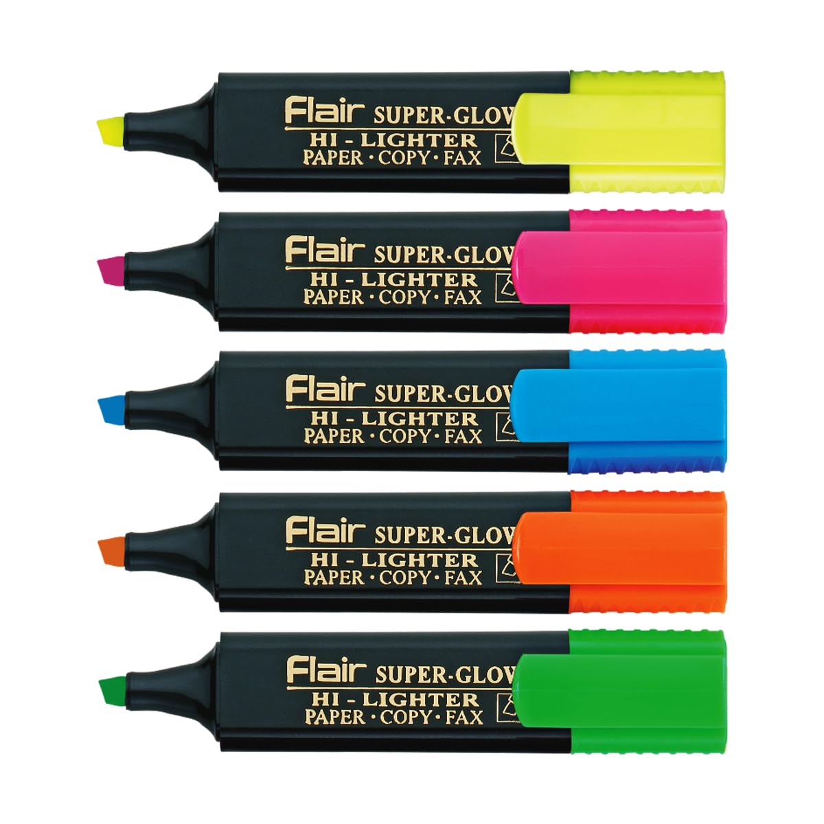 Flair Super Glow Hi-Lighter Pouch Pack | Non-Toxic Ink & Safe For Childrens | Ergonomic Grip With Pocket Clip For Comfortable Handling | Set of 5 X Pack of 2-image-18