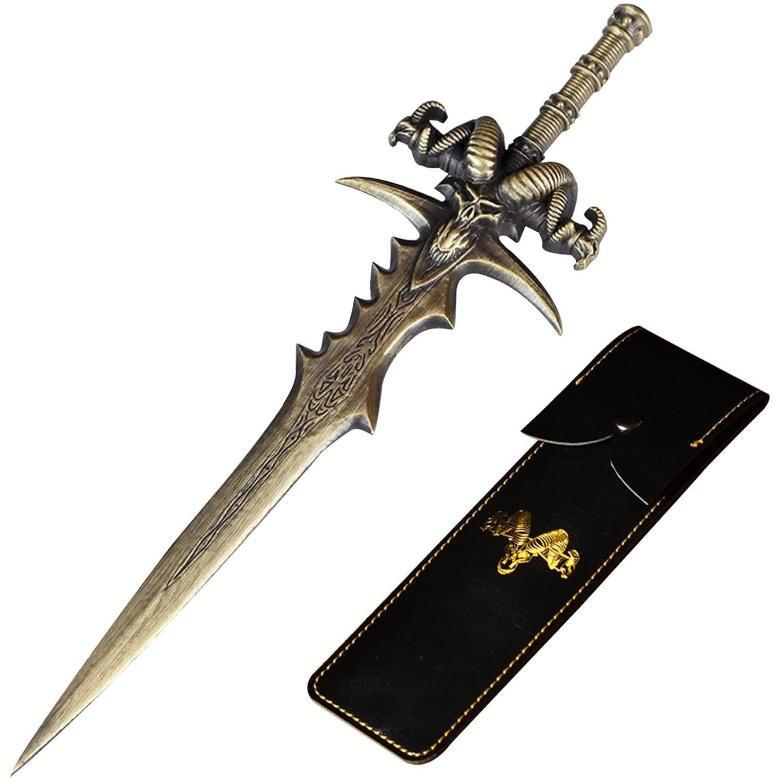 Gothic Sword Letter Opener with Leather Sheath Medieval Fantasy Envelope Slitter Desk Decor & Gift for Fantasy Fans & Collectors