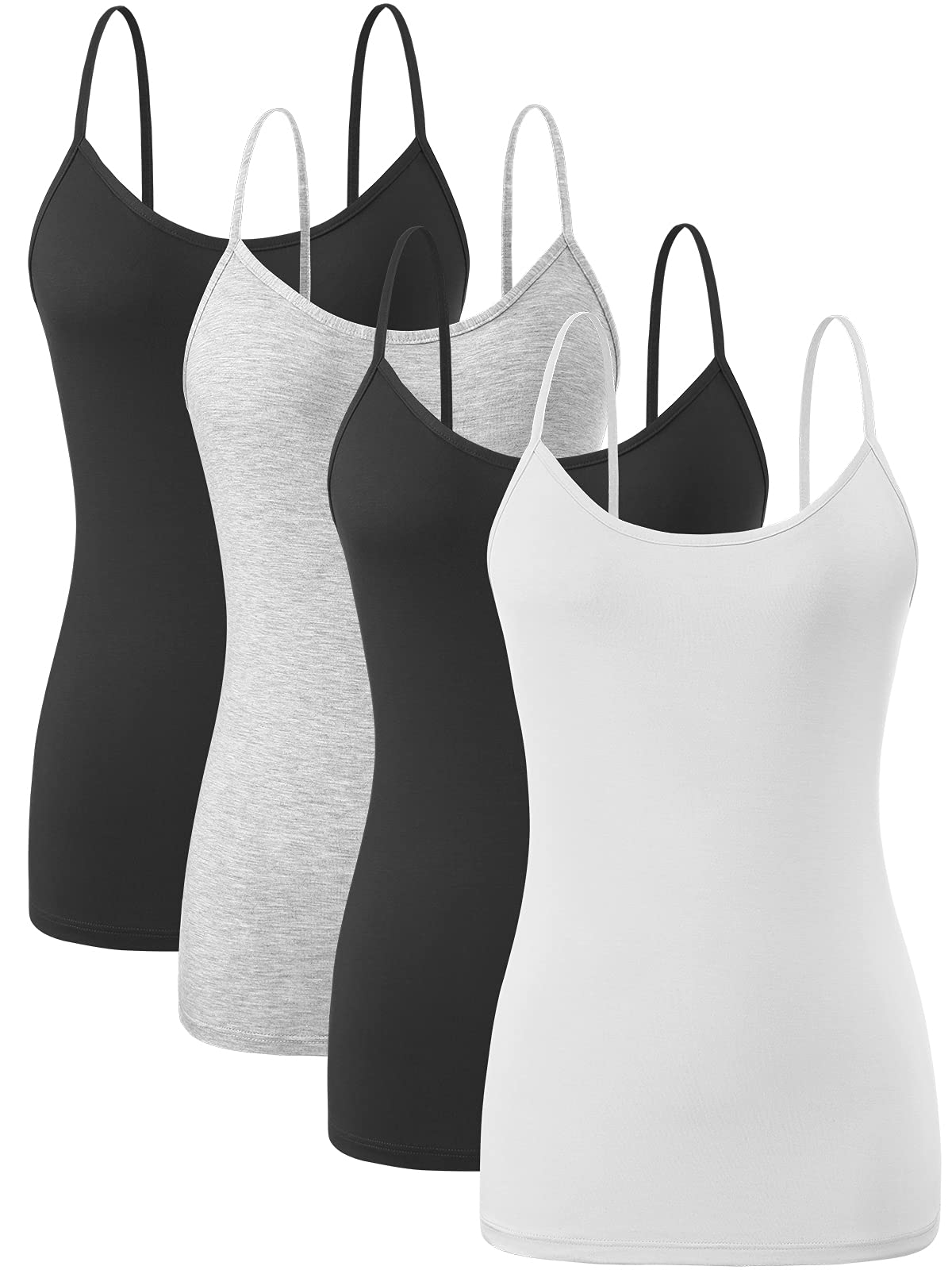 ROSYLINE Basic Cami Tank Tops for Women Undershirts Camisole with Adjustable Spaghetti Strap Tanks Camis 4 Packs