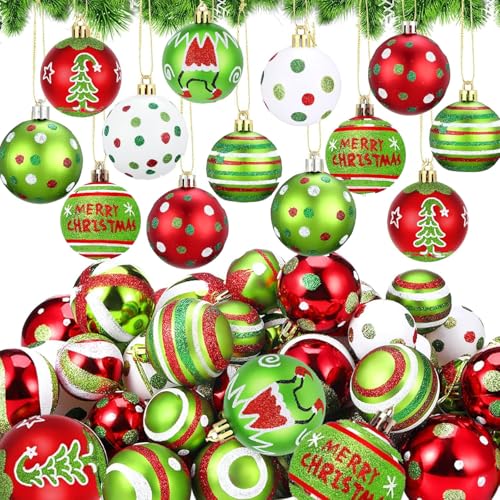 30stück Rot Weiß Weihnachtskugeln Weihnachtsdeko Set,Kunststoff...