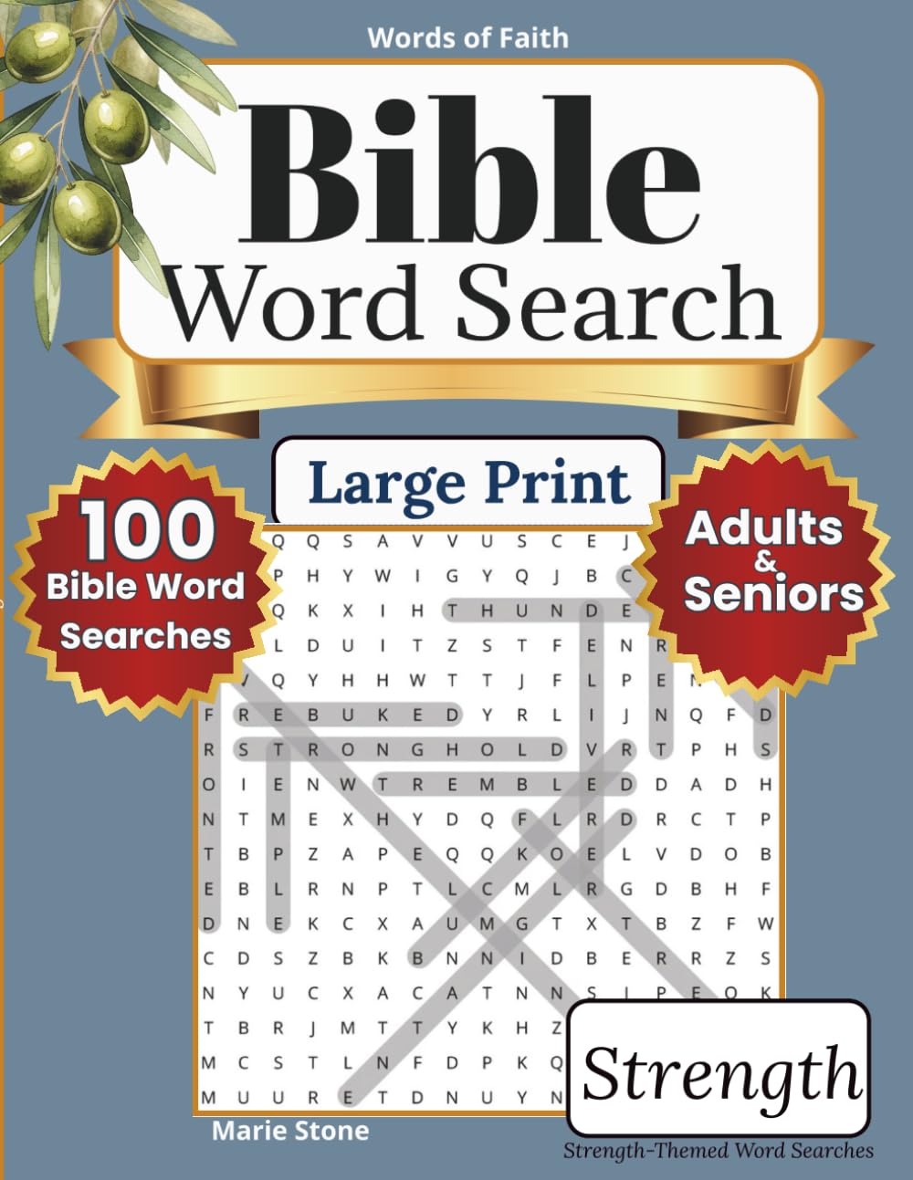 Words of Faith Bible Word Search — Strength: 100 Large Print Bible Word Search Puzzles for Adults | Christian Scripture Activity Book