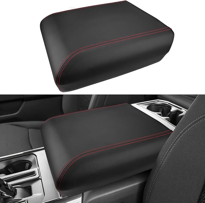 Capa do Console Central INTGET para Ford F-150 2021–2026 com Costura Vermelha – 1 unidade