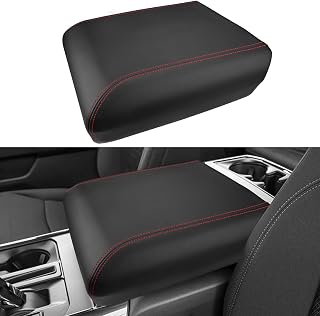 INTGET Center Console Cover for 2025 2026 Ford F150 Accessories Interior 2021 2022 2023 2024 Car Middle Arm Rest Armrest Lid Seat Cover Protector Elbow Cushion Pad (red Stitches, 2021-2026)