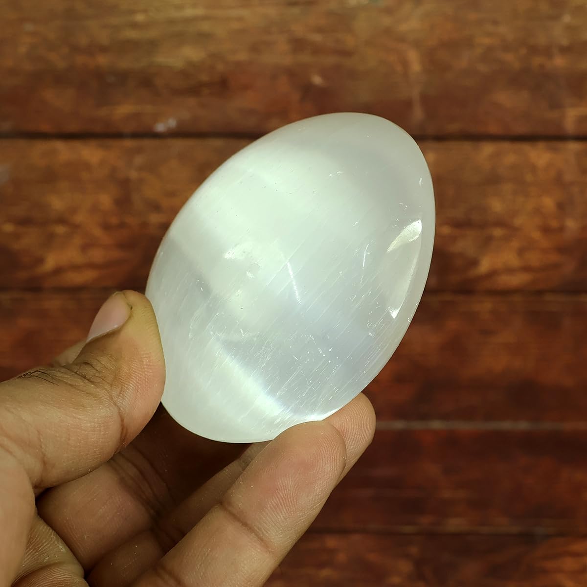 Reiki Crystal Products Natural Selenite Palm Stone for Relaxation, Meditation and Crystal Healing Gemstones, Size 7 CM-image-18