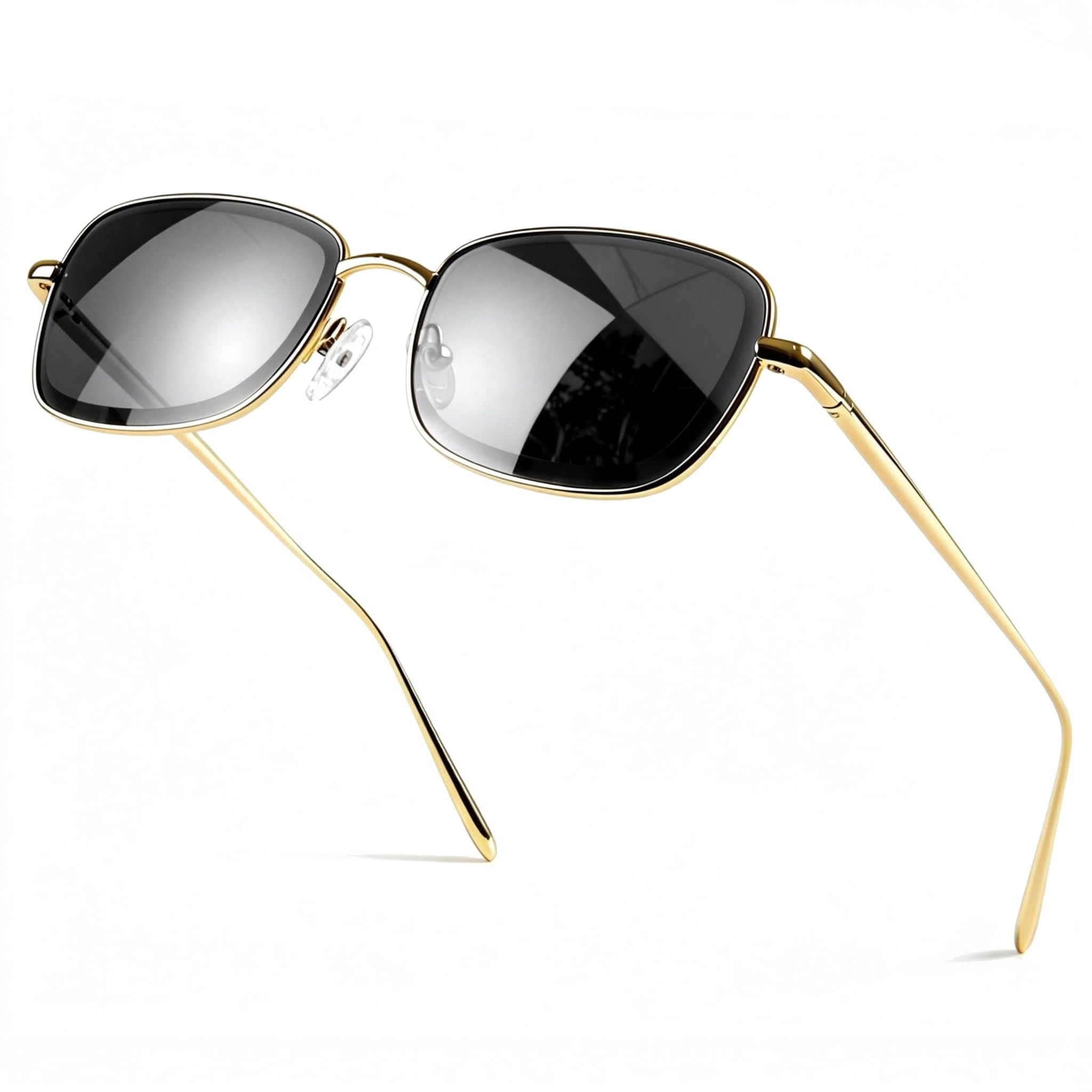 SIPHEW Trendy Rectangle Sunglasses for Women Non-polarized Metal Frame Sun glasses Chic Elegant UV400 Protection Eyewear