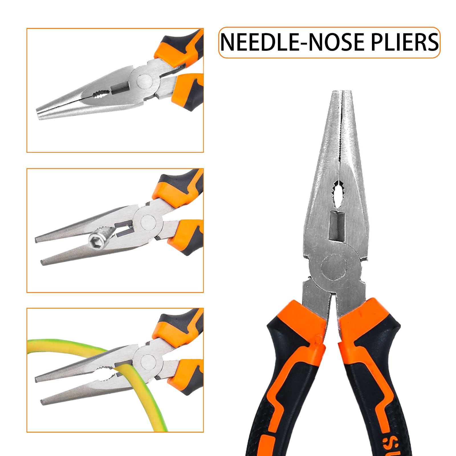 Set di 3 pinze: tronchese laterale, gioielli, elettricista, combinazione, naso ad ago, elettrici, pinze da taglio laterali per riparazioni professionali fai-da-te