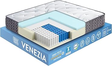 OnNuvo Materasso Francese Antidecubito, Molle Insacchettate Indipendenti 7 Zone, Lastra AirTechFoam+, Sostegno Perimetrale, 22 cm, Ortopedico, Ipoallergenico, Ergonomico (140x200x22) Venezia