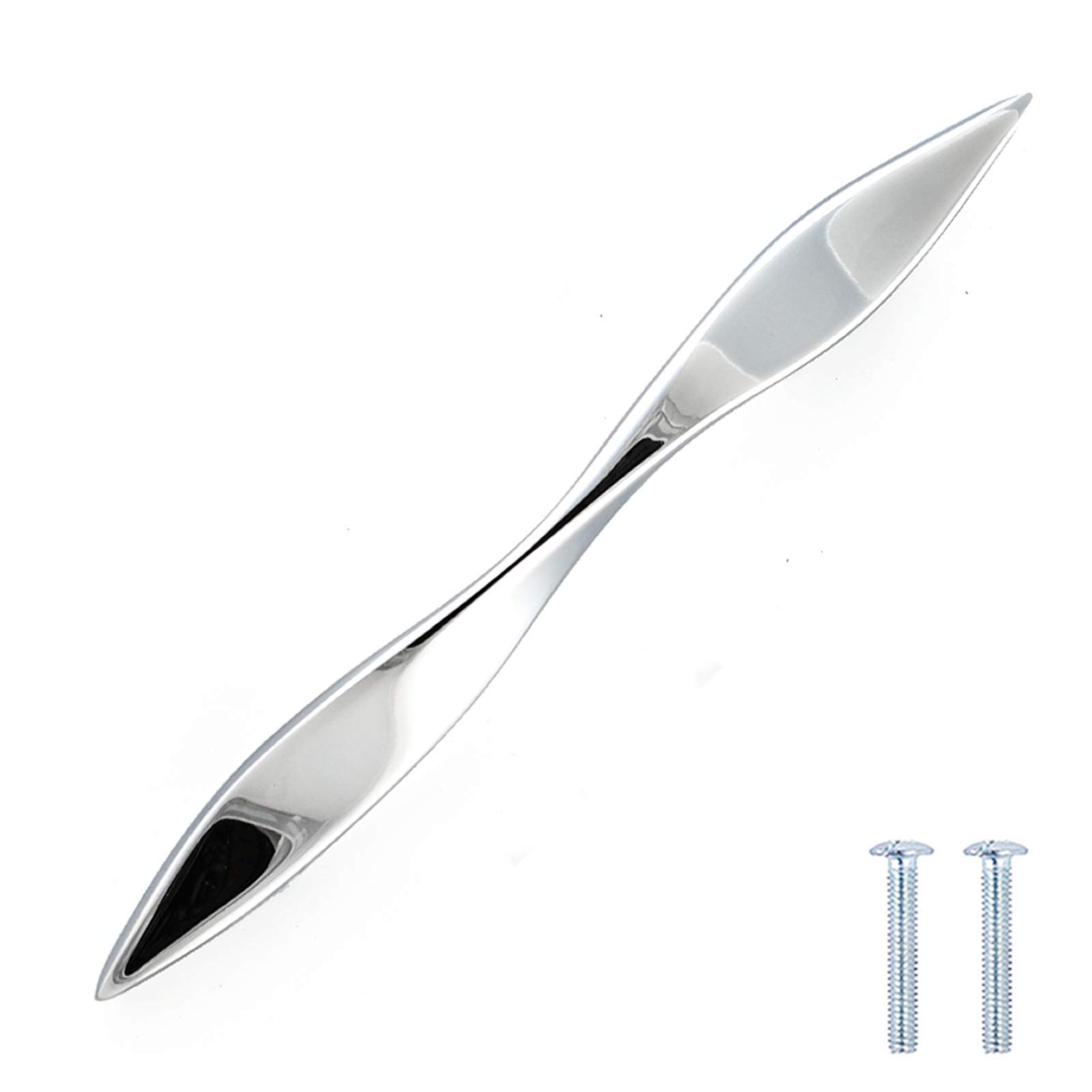 Decoranddecor Brushed Polished Twisted Kitchen Bathroom Cabinet Door Drawer Furniture Handles (160mm Hole Center, Polished Chrome)