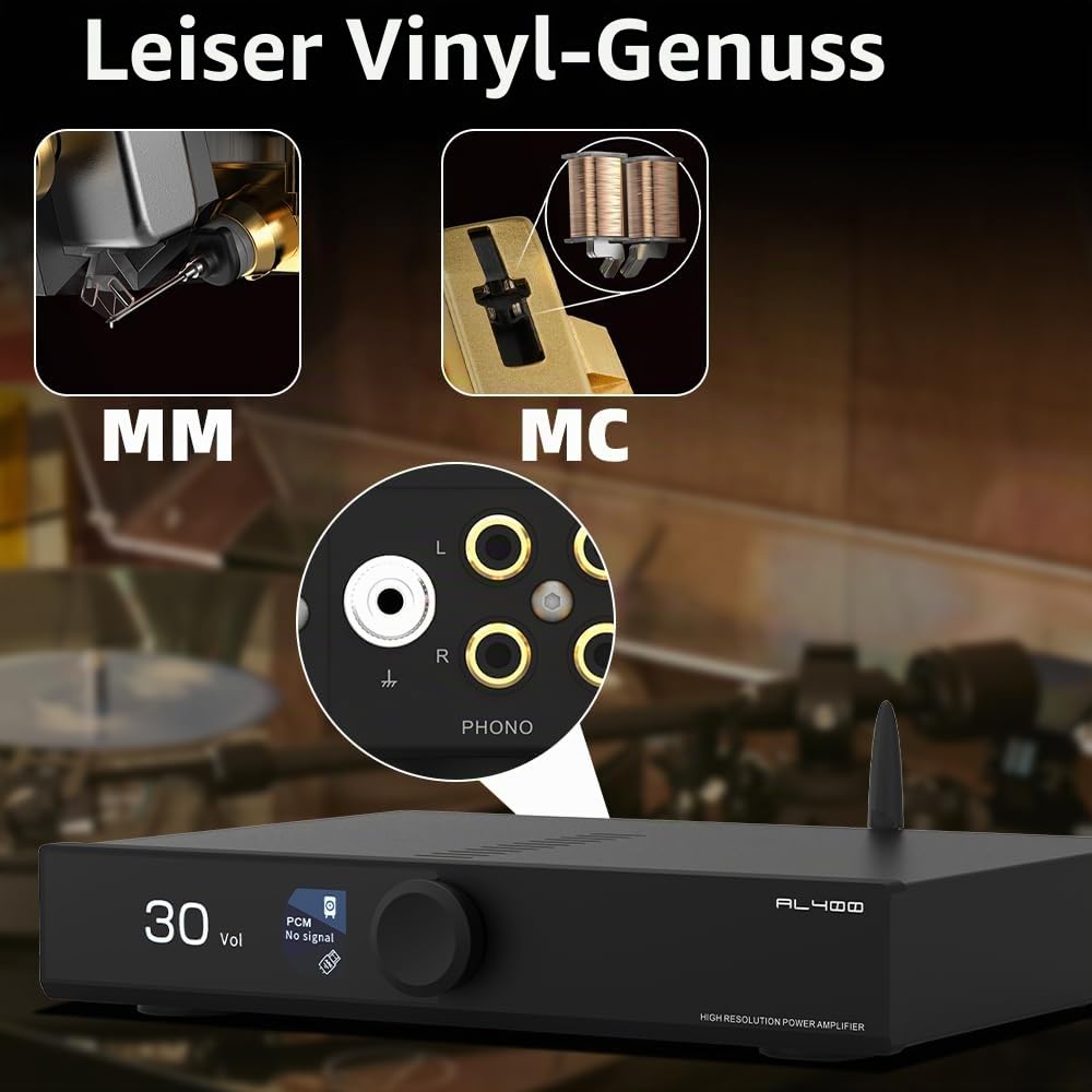 SMSL AL400 DAC Foto-Verstärker,Leistungsverstärker,CS43131 chip,4-stufiger Tiefpass/5 Filtermodi,kompatibel mit MM/MC Phono-Kartuschen,volle MQA-DAC-Unterstützung,DSD Professional EQ (Schwarz)