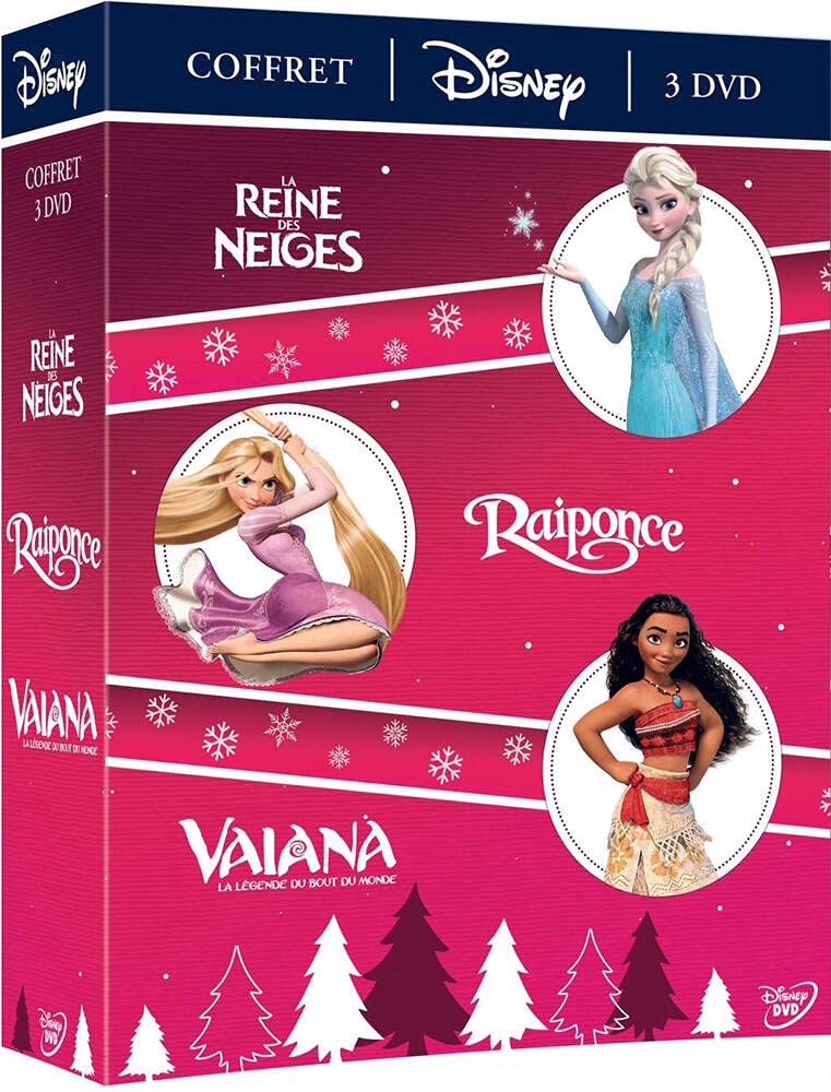 Película DVD Vaiana con Raiponce y La Reine des neiges colección cine infantil en francés