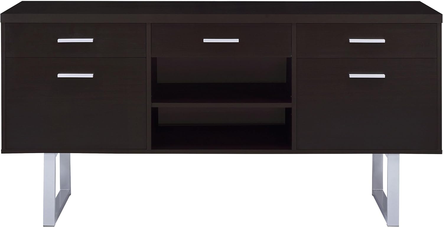Contemporary 60'' Brown Home Office Desk with Filing Cabinet