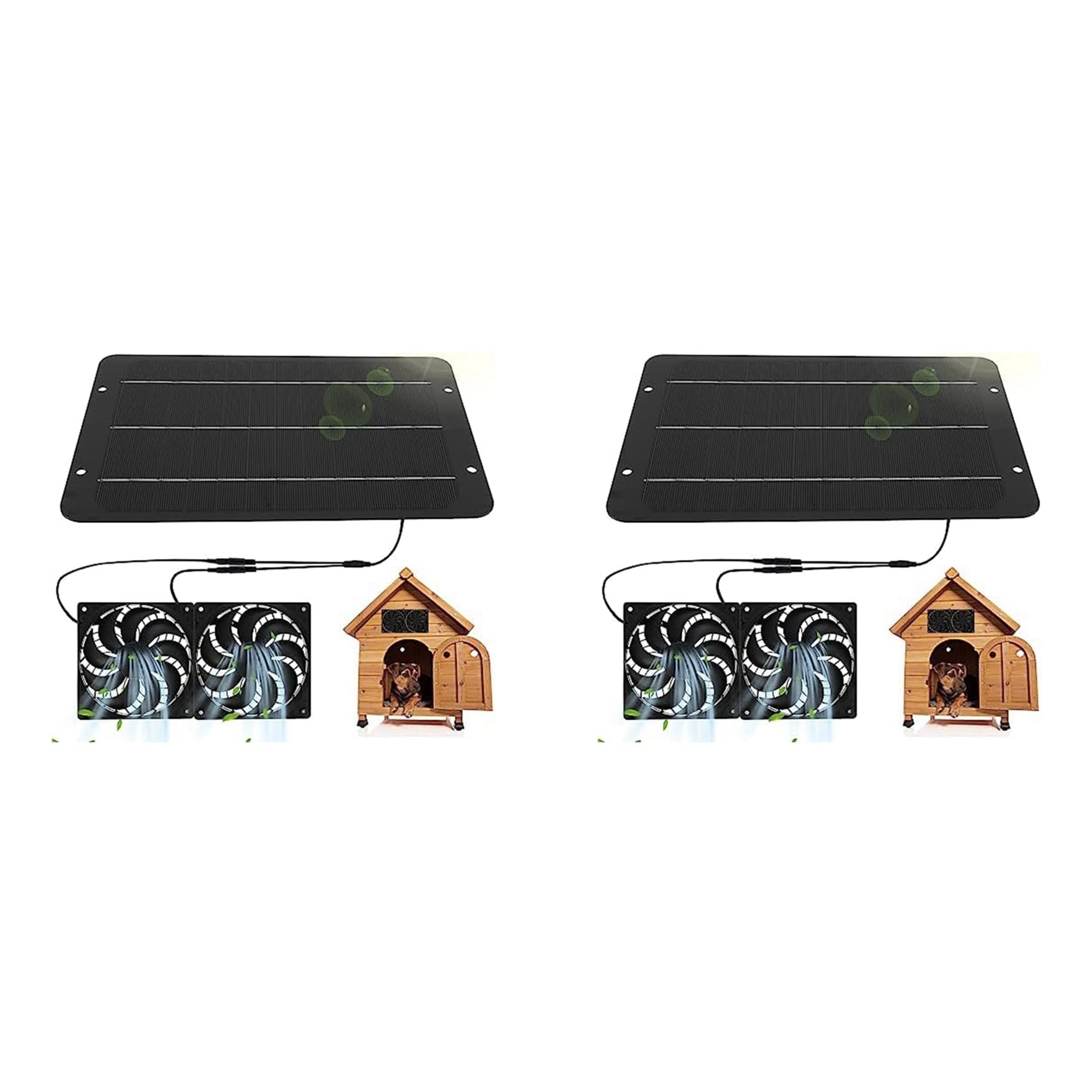 Ctrlzs 2X Solar Panel Fan Kit, 10W 12V Solar Fan For Greenhouse, Solar Panel Powered Dual Fan With 31.5Inch Cable, For Sheds
