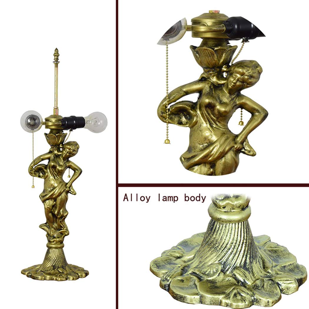 16-calowa lampa stołowa w stylu Tiffany w stylu barokowym, retro, kolorowa dekoracja ze stopową podstawą do gabinetu i sypialni