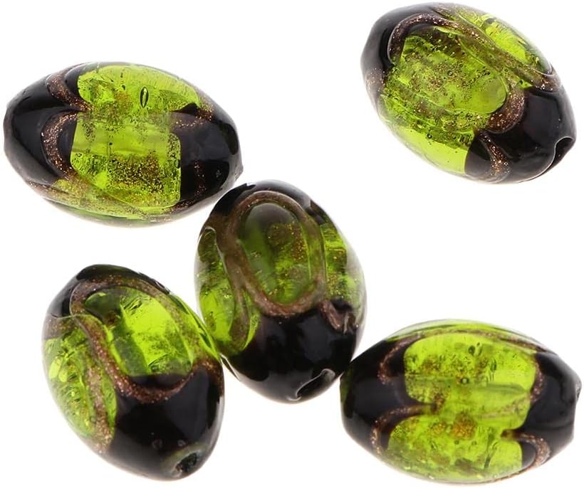 XOXOX 5X Lampwork Glass Charms Chamilia Spacer Loose Beads for Jewelry DIY Green