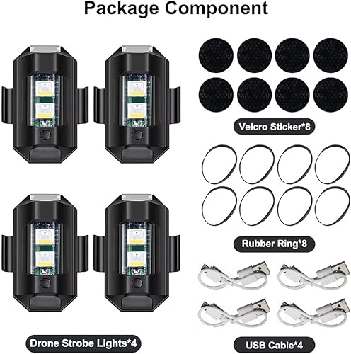 Miniatura 4 de 4 luces estroboscópicas LED 7 colores de carga USB luces intermitentes de dron estroboscópico luces de emergencia para automóvil dron motocicleta