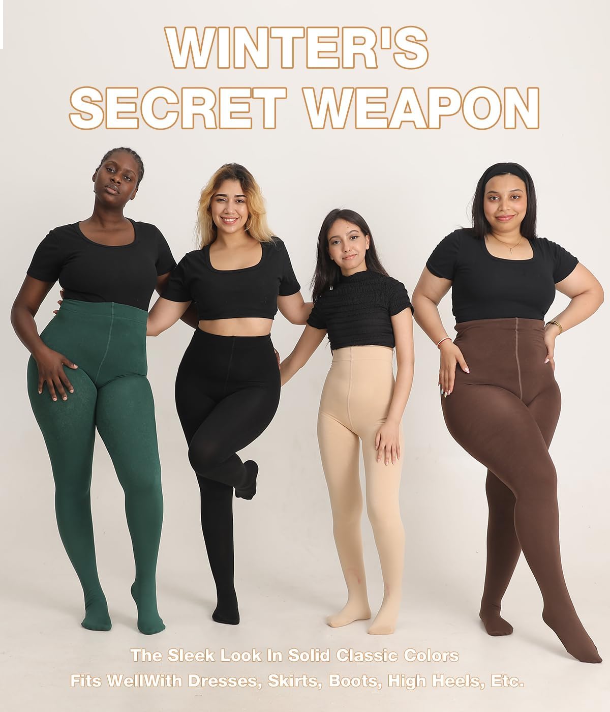 MERYLURE Fleece Lined Tights Women, Winter Warm Opaque Thermal Pantyhose, High Waisted Thick Control Top Leggings - Image 7