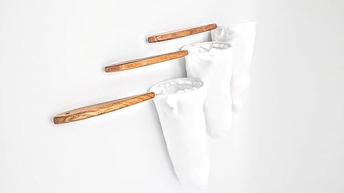 Miniatura 4 de ticoland Colador Bolsa franela Filtro de paño reutilizable con mango de madera Calcetín de café Costa Rica Handmade colador- 3Pack tamaños 2Medio