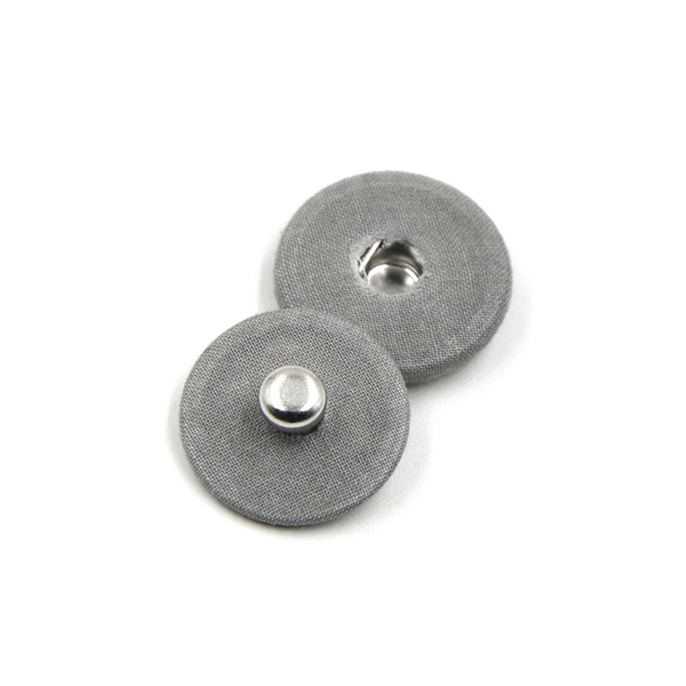 10 Bottoni A Pressione Metallici Rivestiti In Tessuto - Fai Da Te Cucito, Grigio, 15 Mm - 5