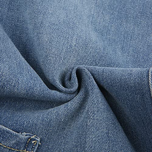 Women's Y2K E-Girl Casual Jeans Star Print Jeans Straight Leg Pants Belt Classic Trousers Blue-B #TOP3